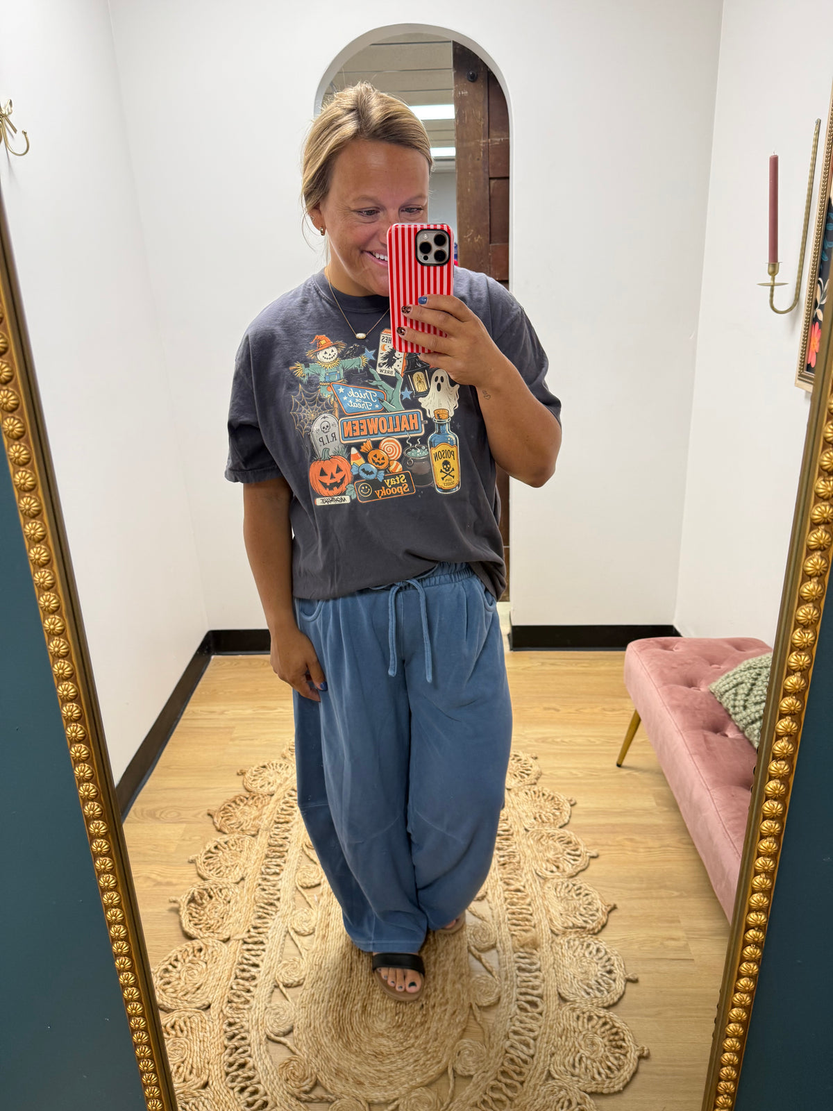 Barrel Leg Sweatpants - Blue