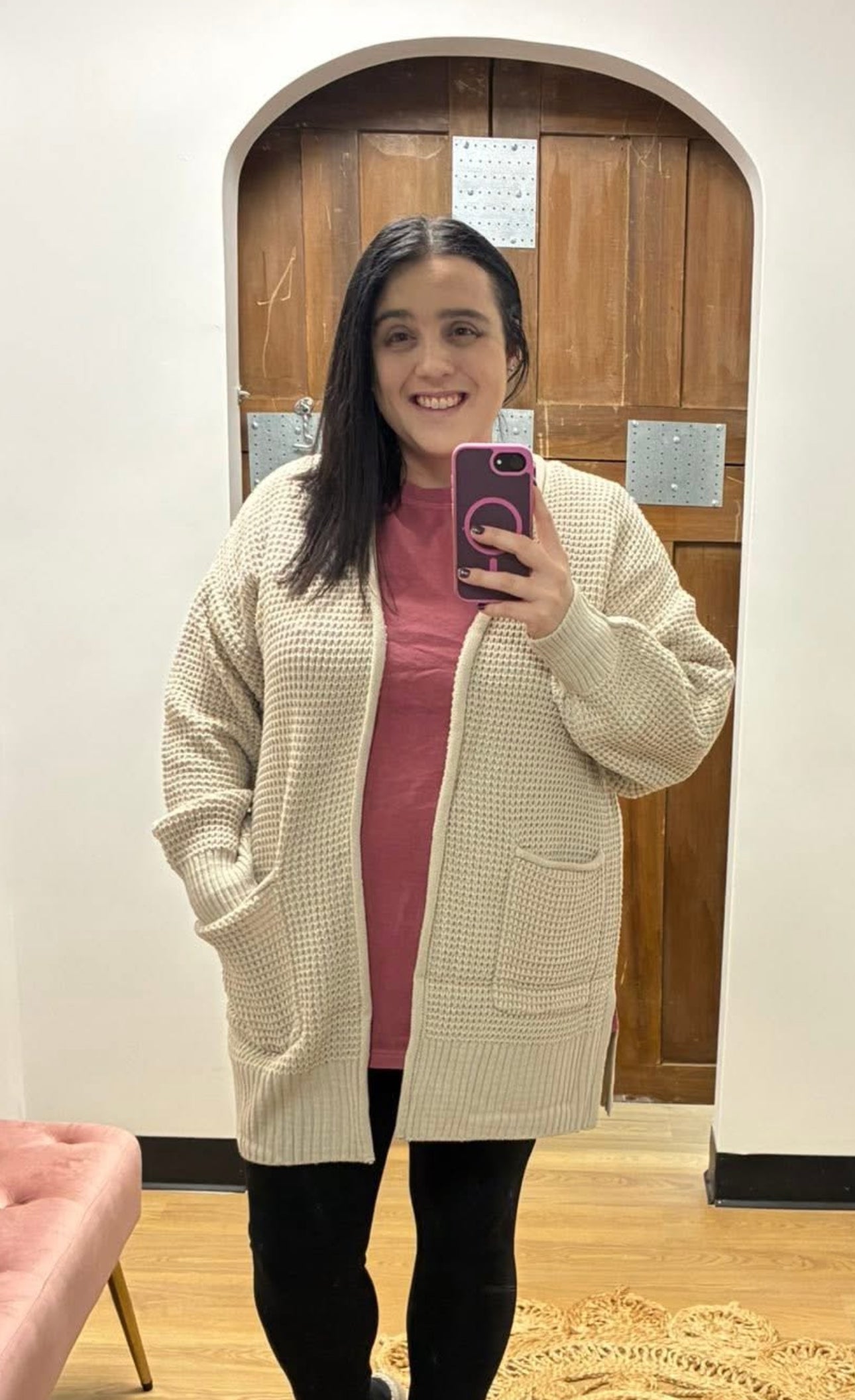 Violet Waffle Cardigan - Ivory