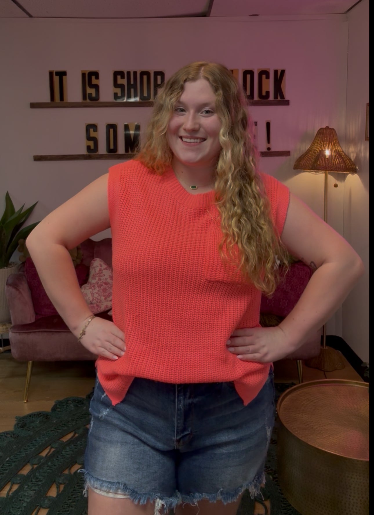 Kori Neon Orange Sweater Vest