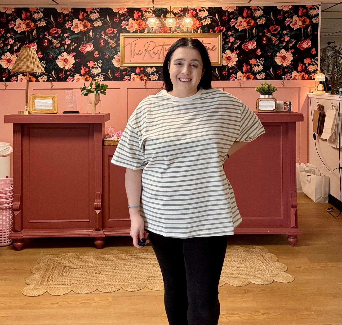 Basic Stripe Tee - Sage