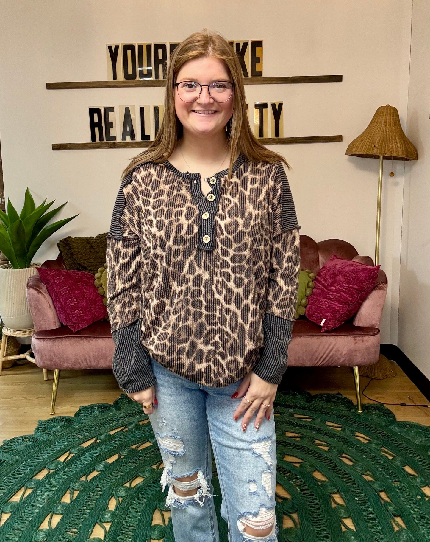 Long Sleeve Animal Print Pullover