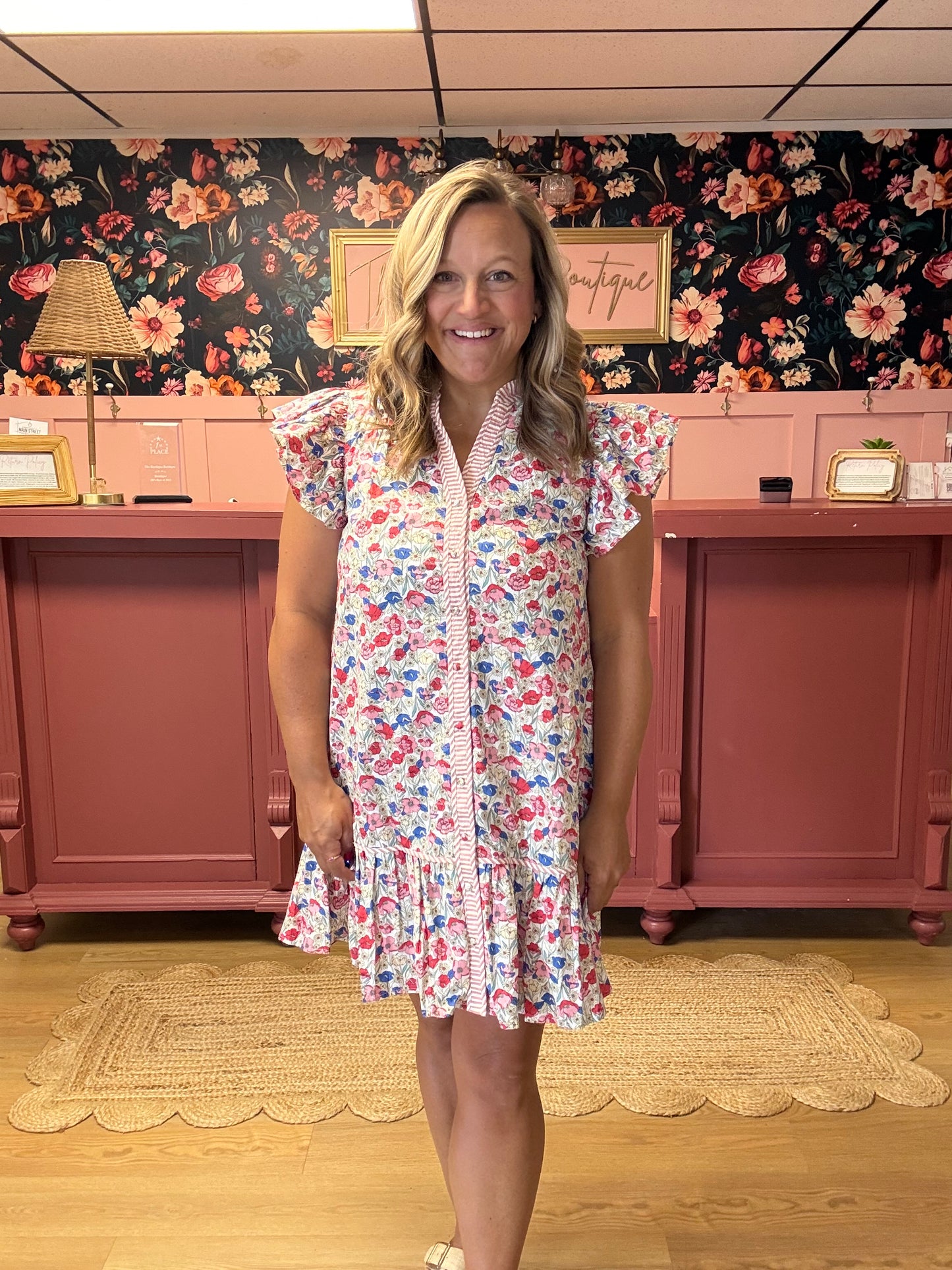 Blush Floral Print Dress