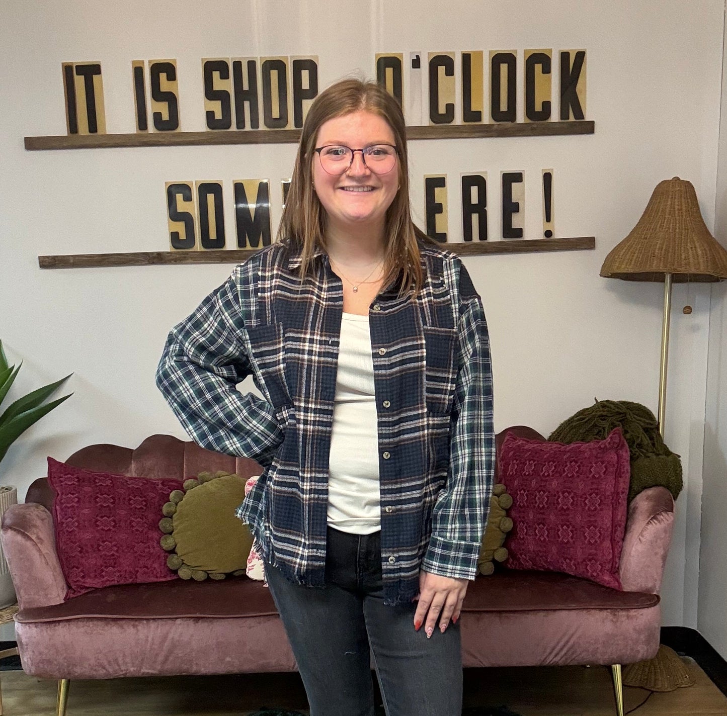 Elsie Navy/Rust Flannel