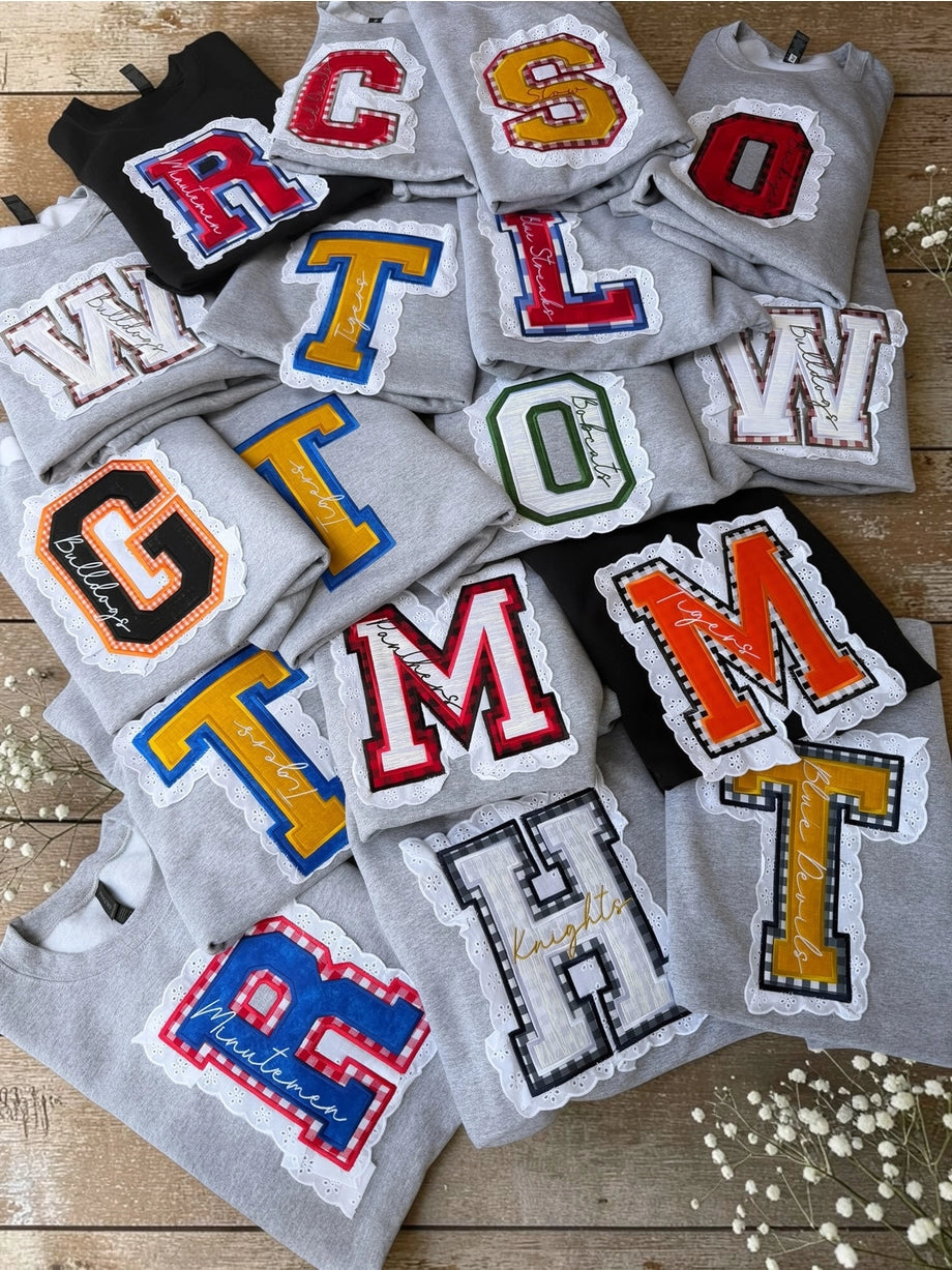 PRE-ORDER Varsity Applique Sweatshirt - Youth & Adult