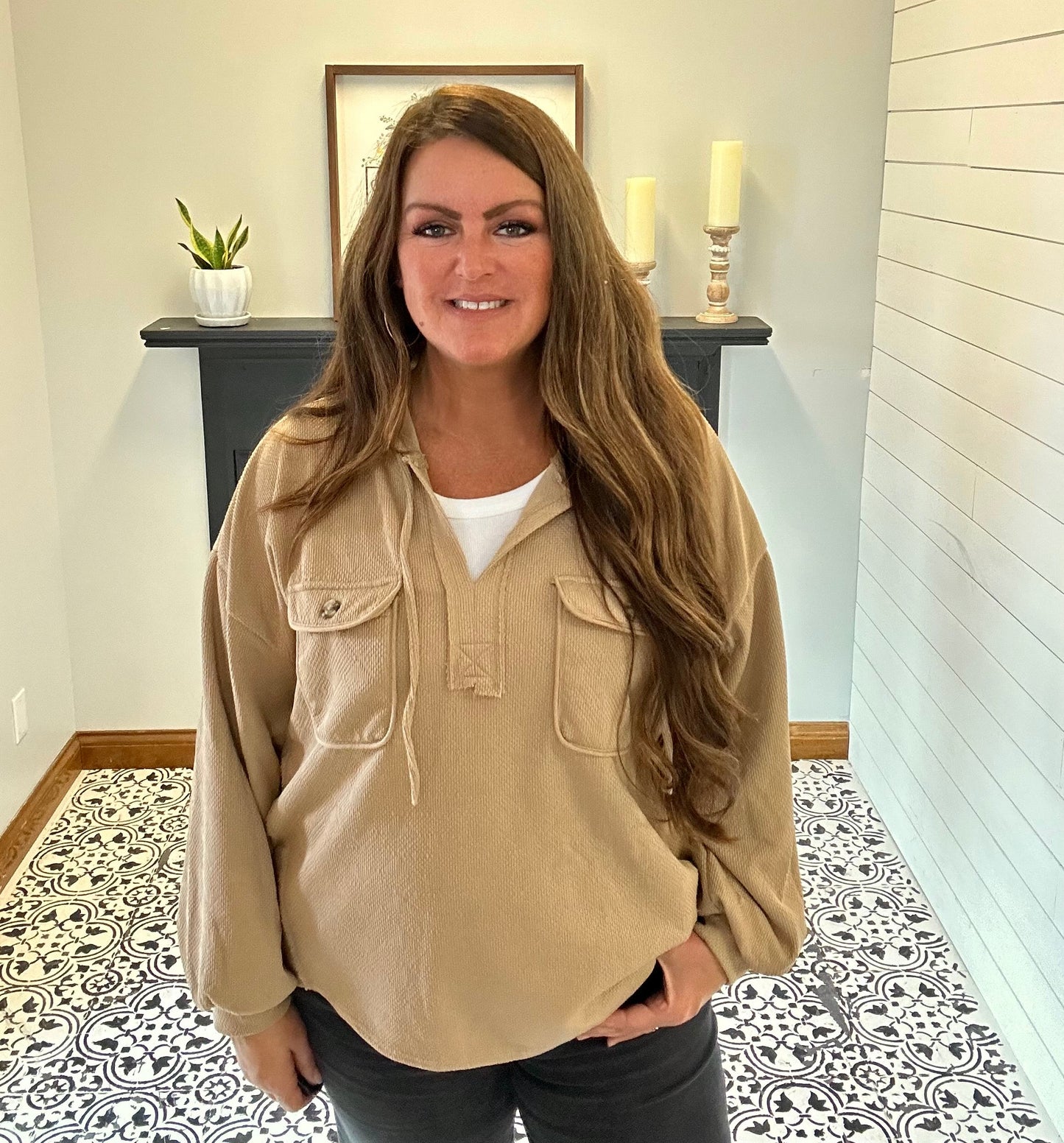 Luella 1/4 Button Hoodie - Mocha