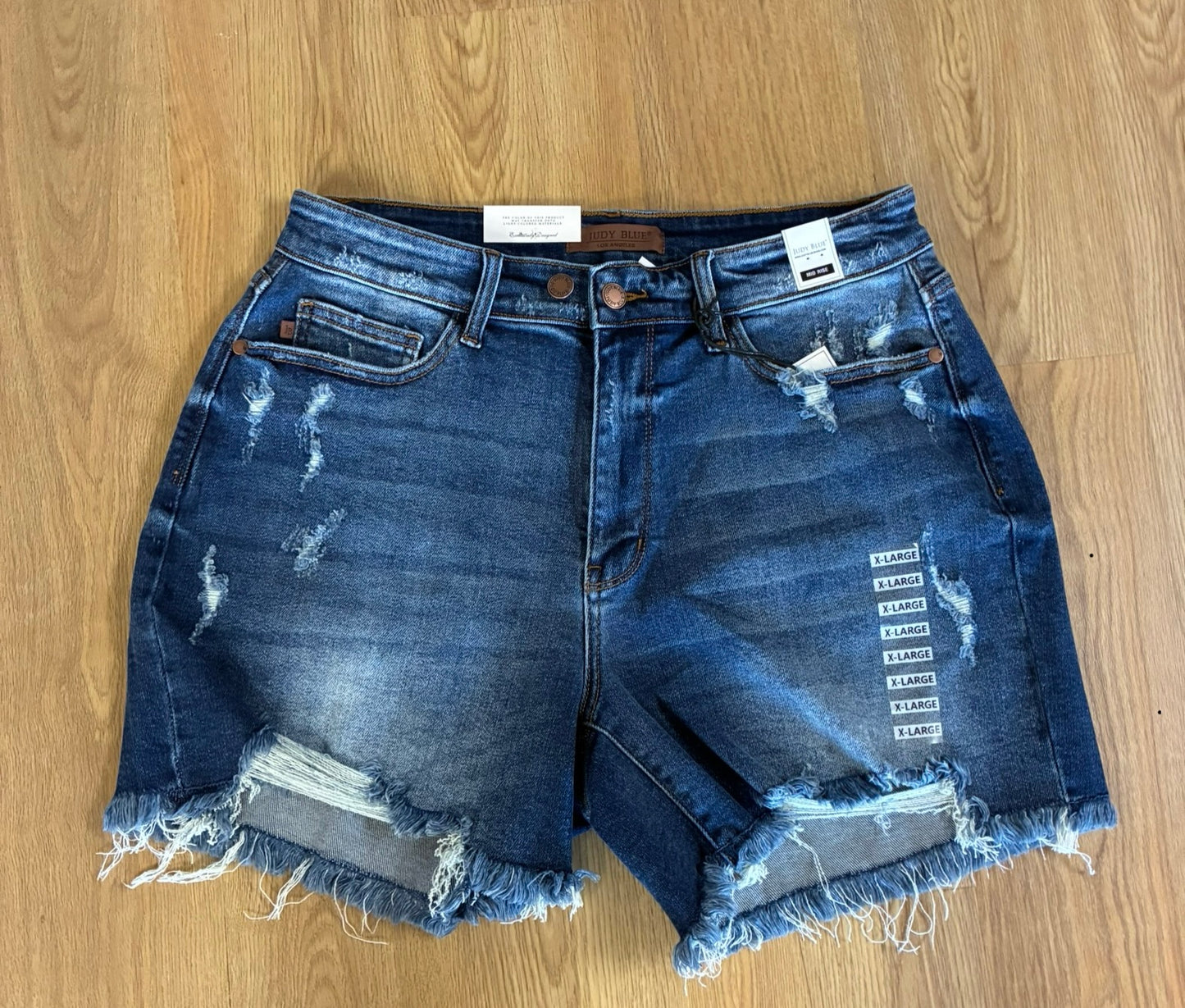 Judy Blue Mid Rise Distressed Shorts