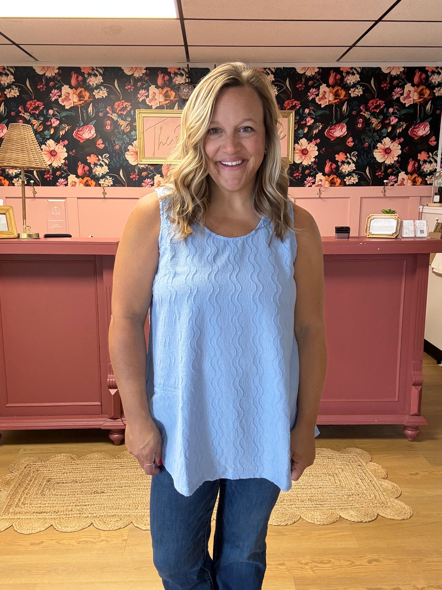 Textured Tank - Sky Blue