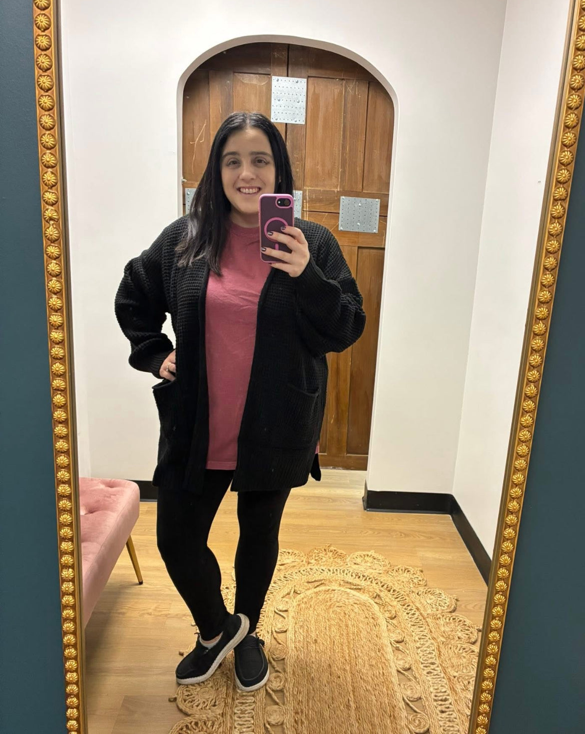 Violet Waffle Cardigan - Black