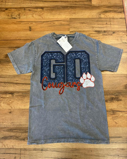 Faux Glitter Go Cougars Tee