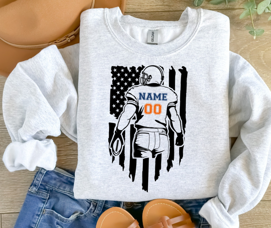 *PRE-ORDER* Custom Football Flag Tee/Crewneck - ANY SCHOOL / COLOR