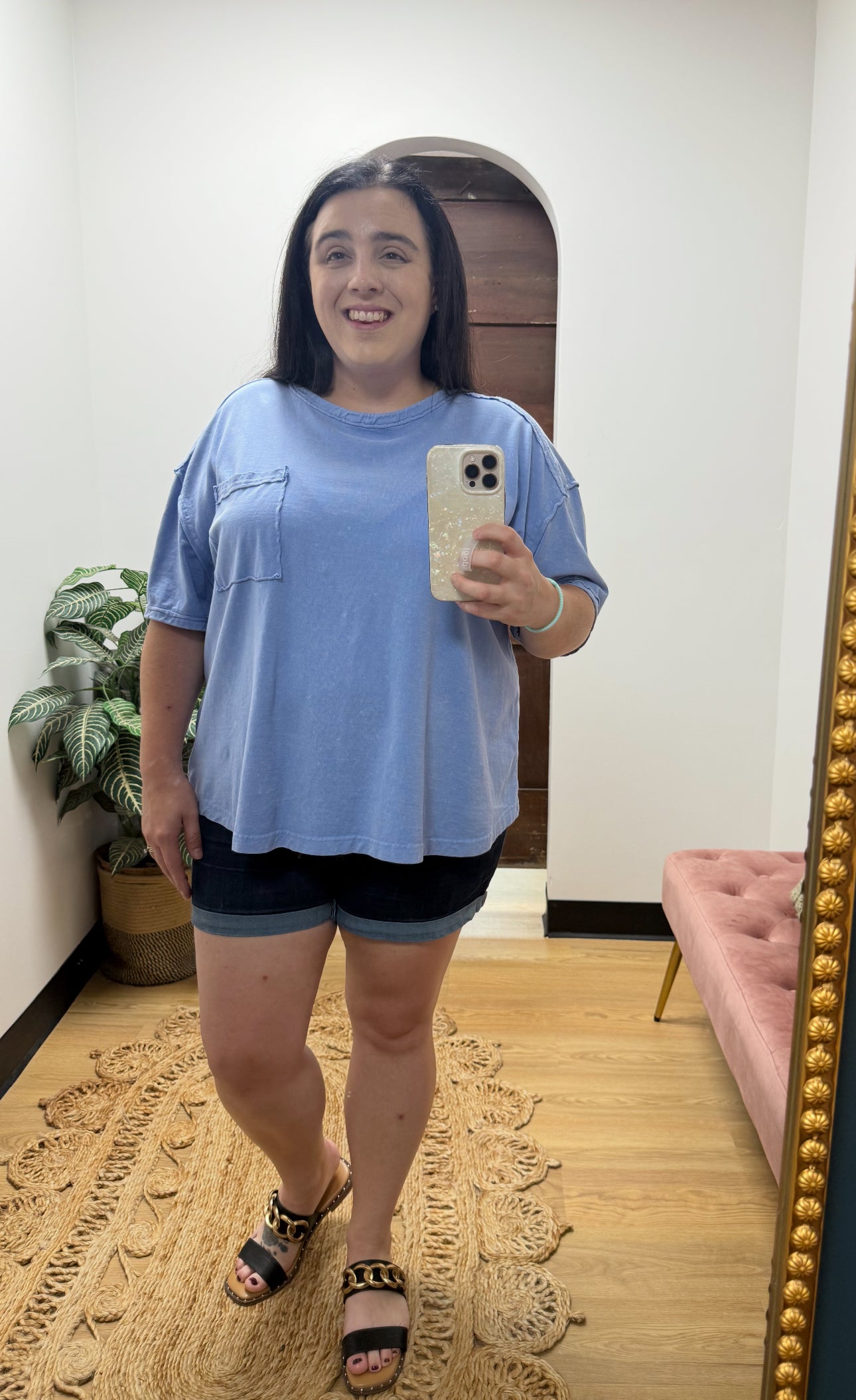 Haley Acid Wash Tee Shirt - blue