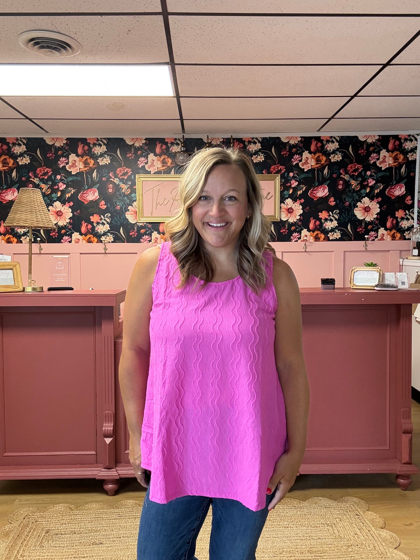 Textured Tank - Magenta