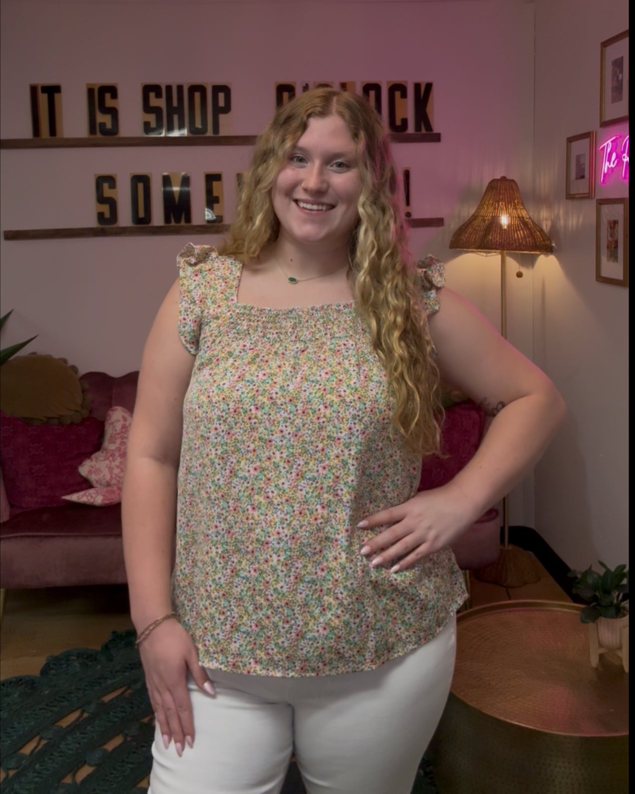 Tracey Floral Ruffle Sleeve Tank