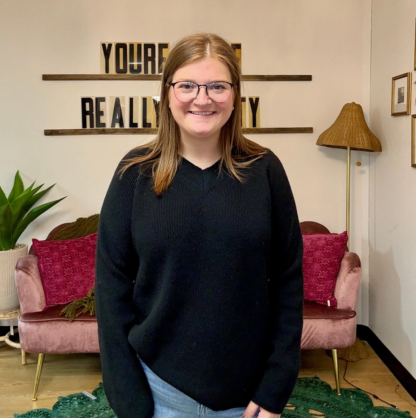 Ribbed Vneck Sweater - Black