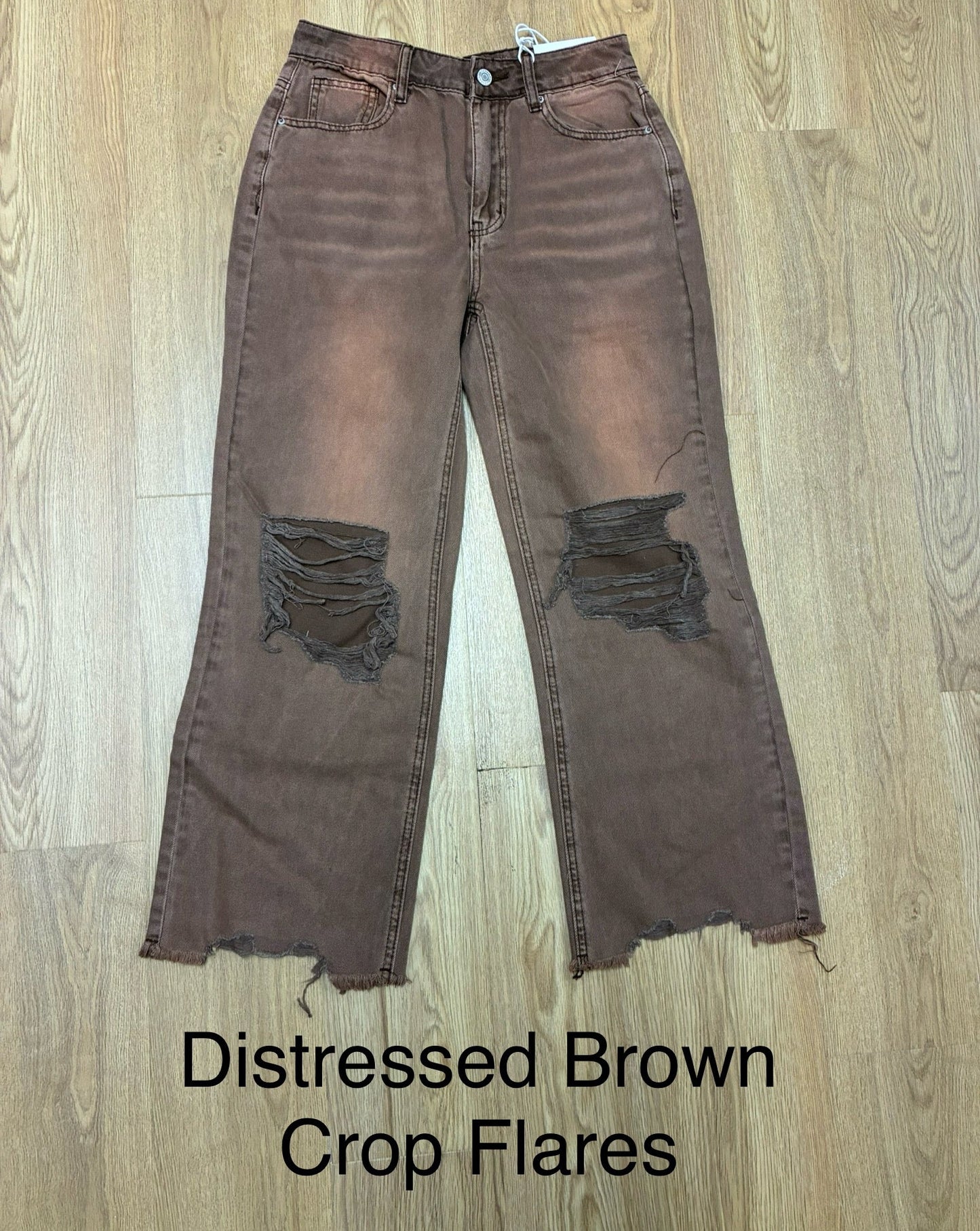 Distressed Brown Crop Flares