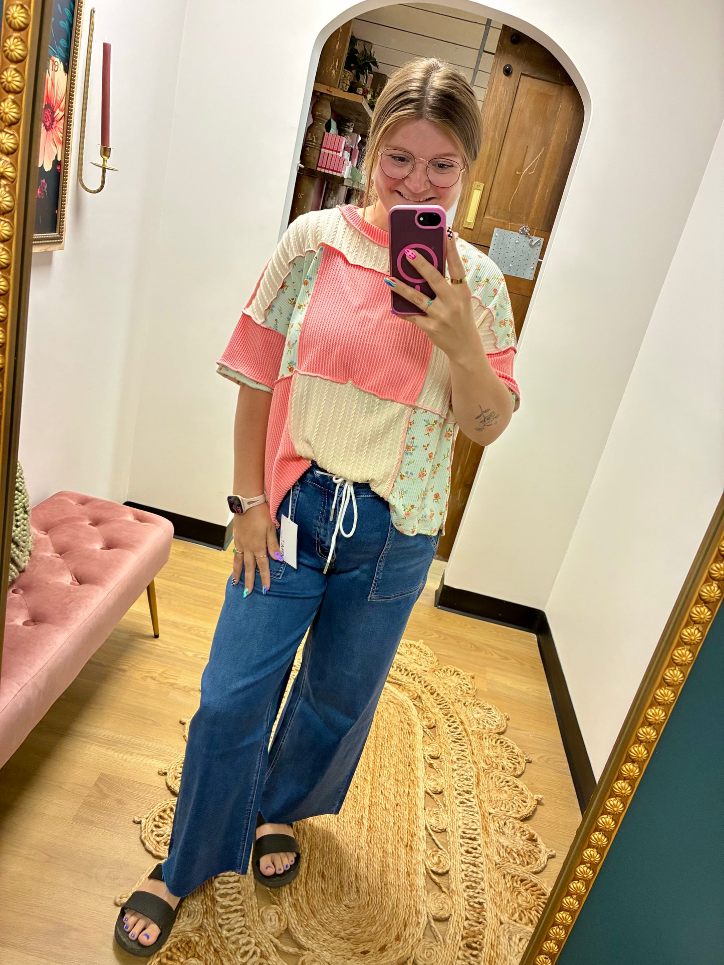 High Rise Drawstring Baggy Wide Jeans