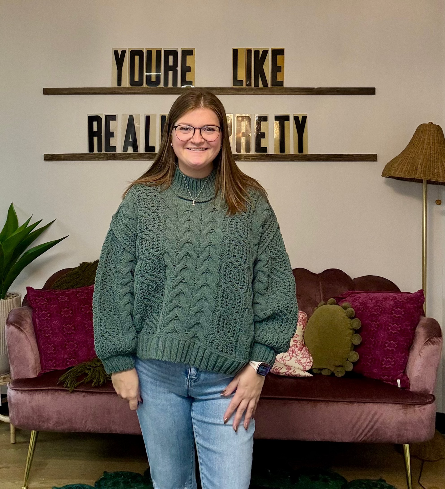 Juliette Cable Knit Sweater - Dark Green