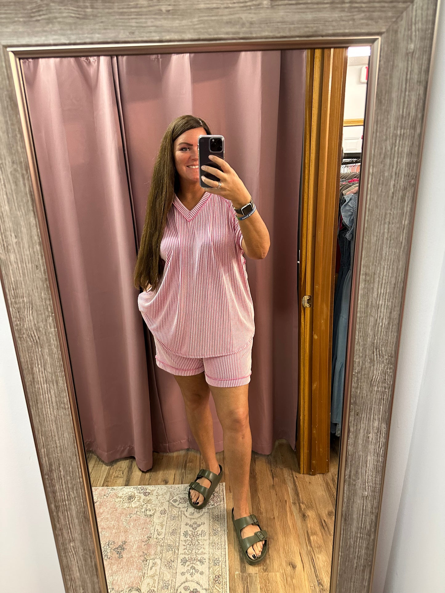 Delilah Pink Striped Short Set