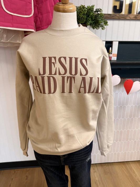 Jesus Paid It All Puff Crewneck