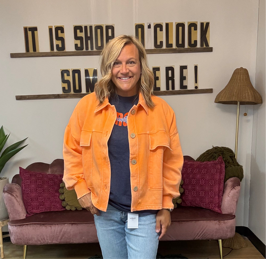 Button Up Shacket - Orange