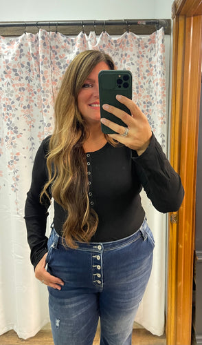 Kelly Long Sleeve Bodysuit - Black