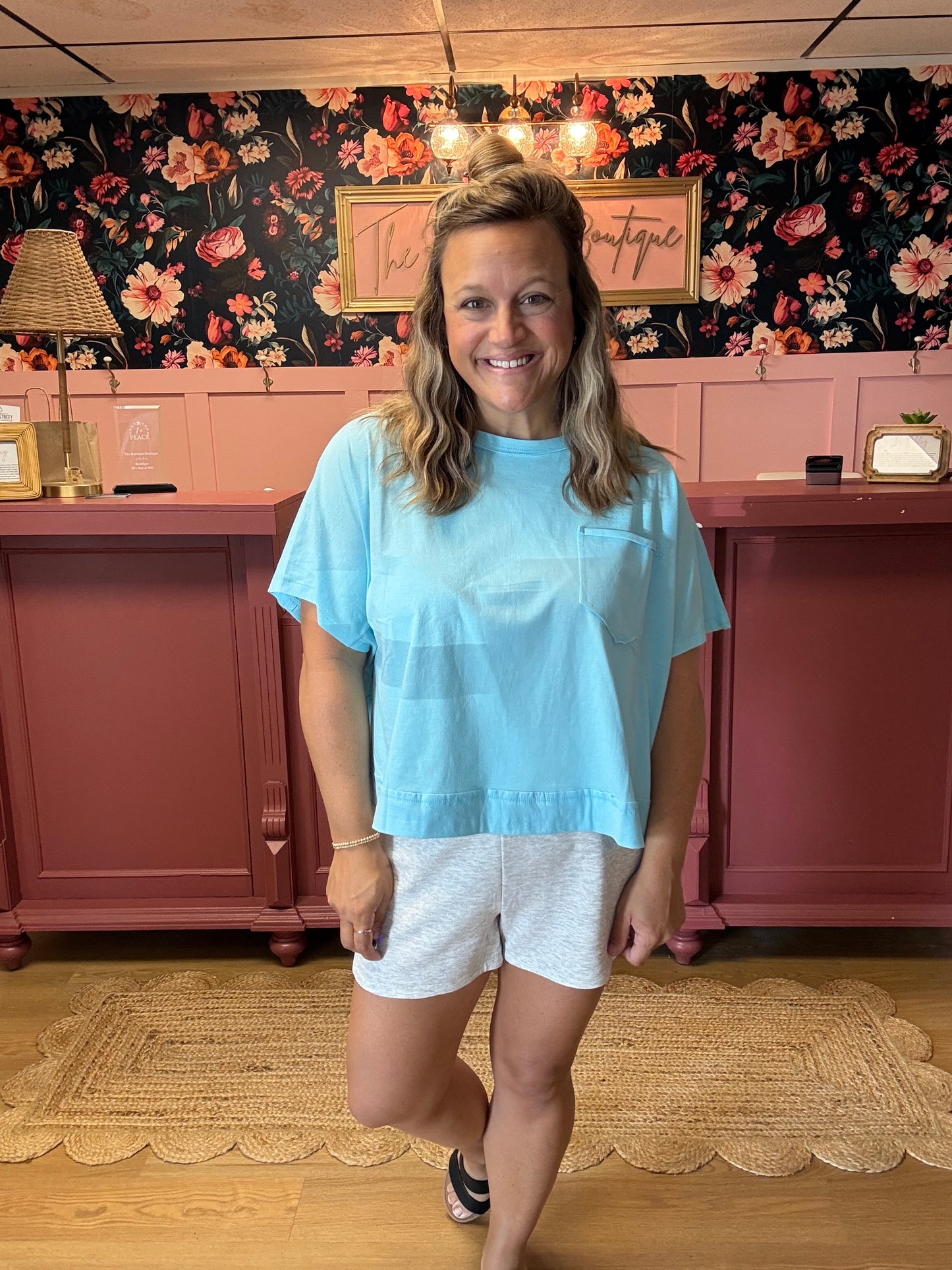 Basic Boxy Tee - Sky Blue