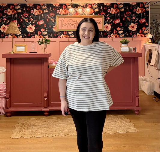 Basic Stripe Tee - Sage