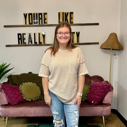 Tan Textured Knit Top