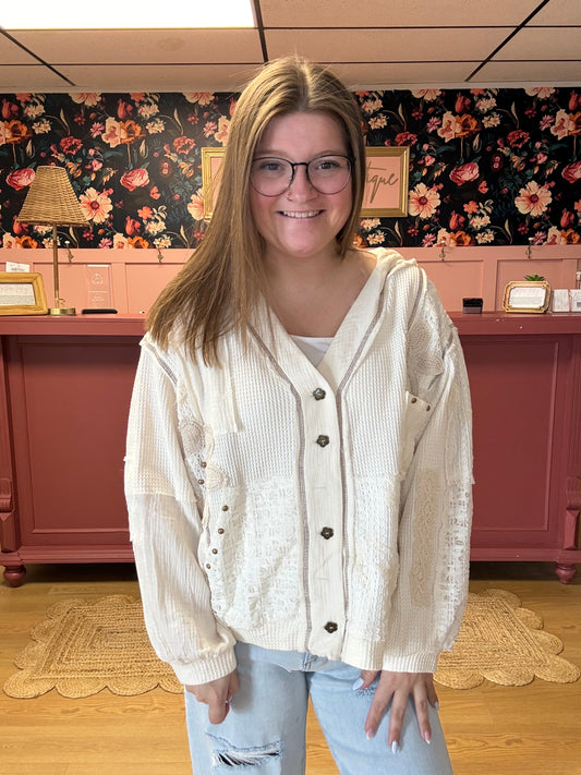 Lace Patchwork Button Jacket