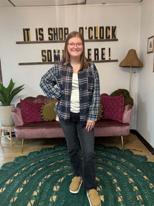Elsie Navy/Rust Flannel