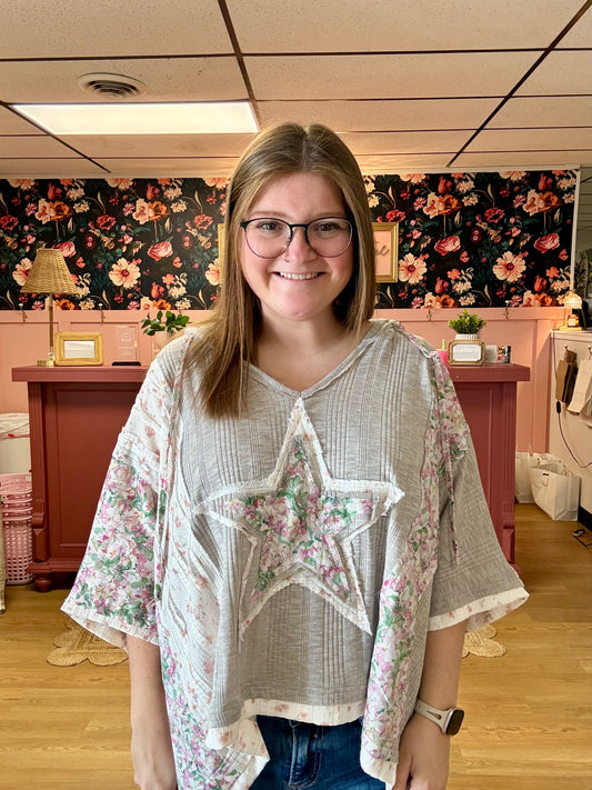 Floral Star Short Sleeve Hoodie