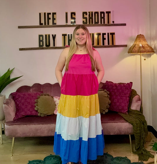 Mabel Multi-Colored Tiered Dress