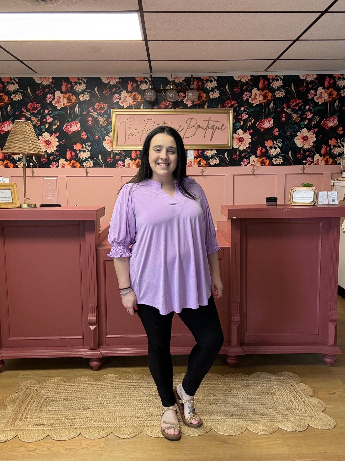 V-Neck Blouse - Orchid Bloom