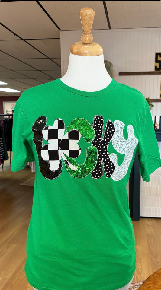 Lucky Embroidered Tee