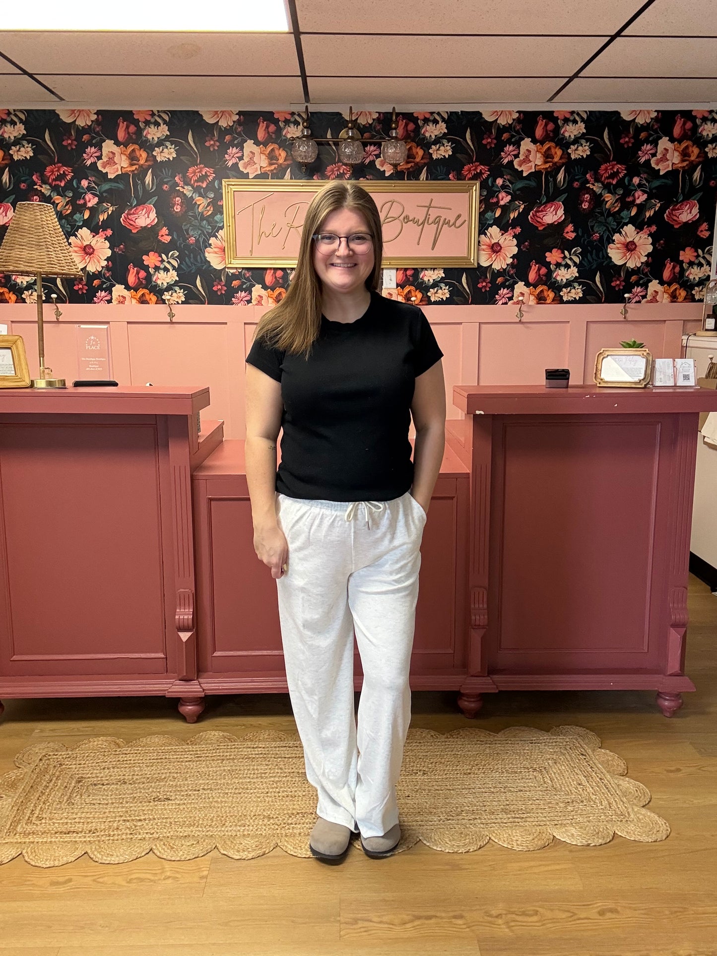 Elastic Waistband Knit Pants - Ash Grey