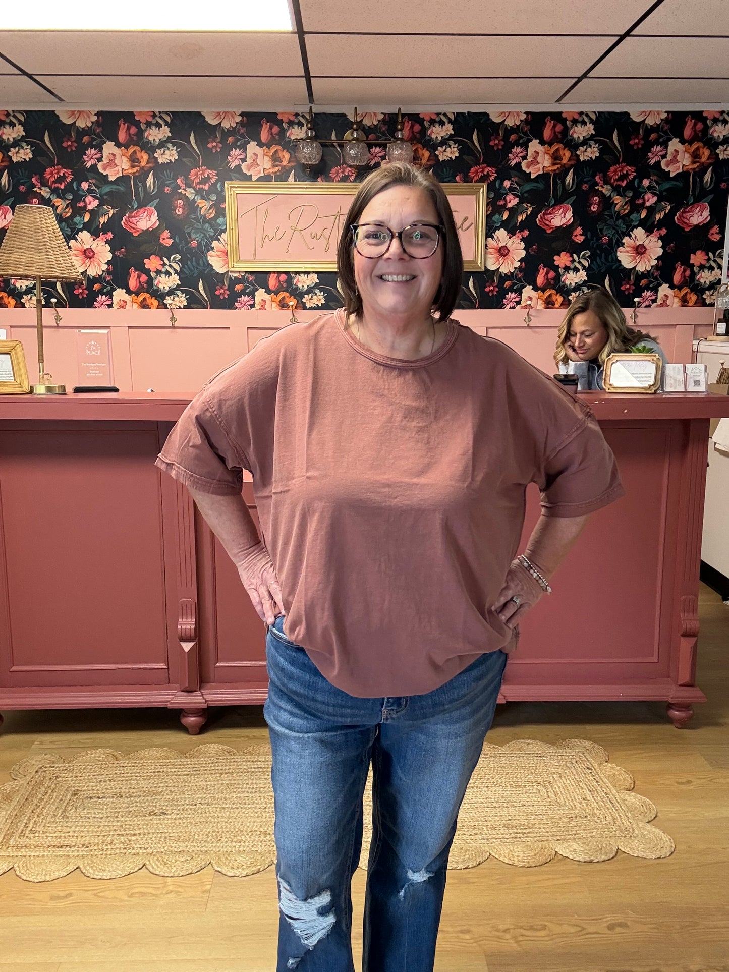 Raw-Hem Relaxes Tee - Terracotta