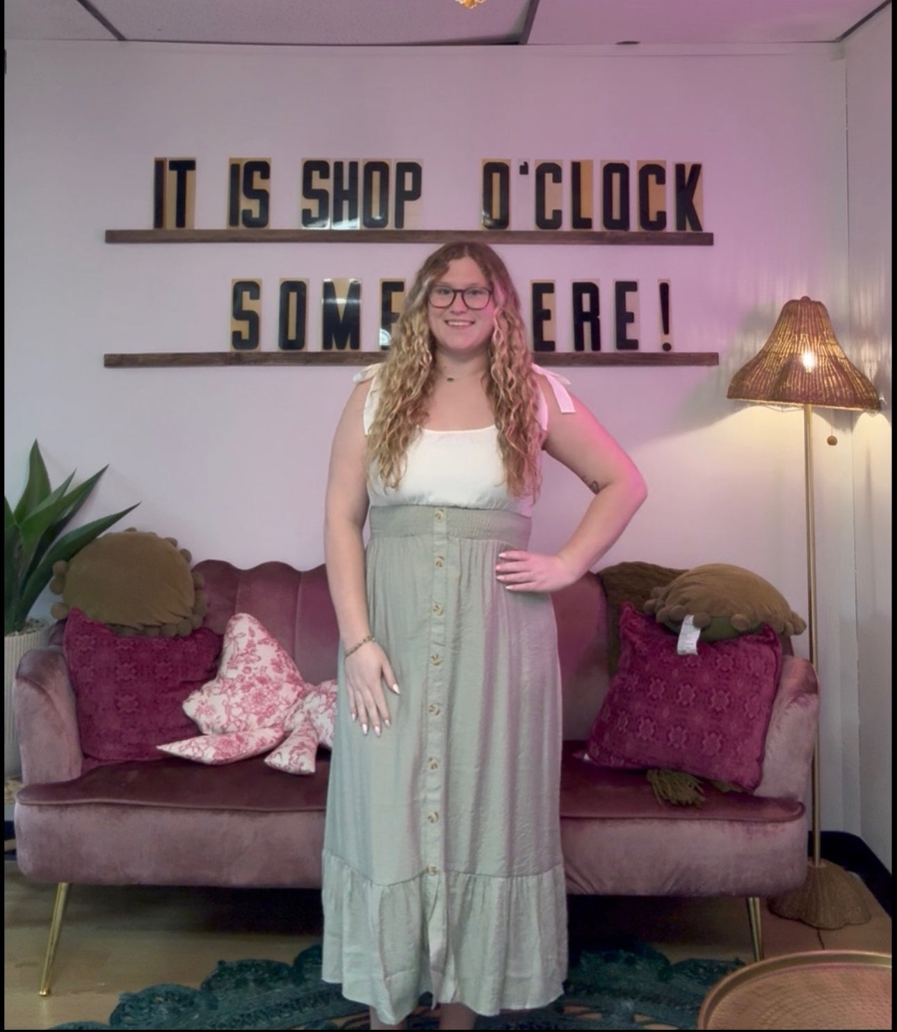 Vienna Cream & Sage Maxi Dress