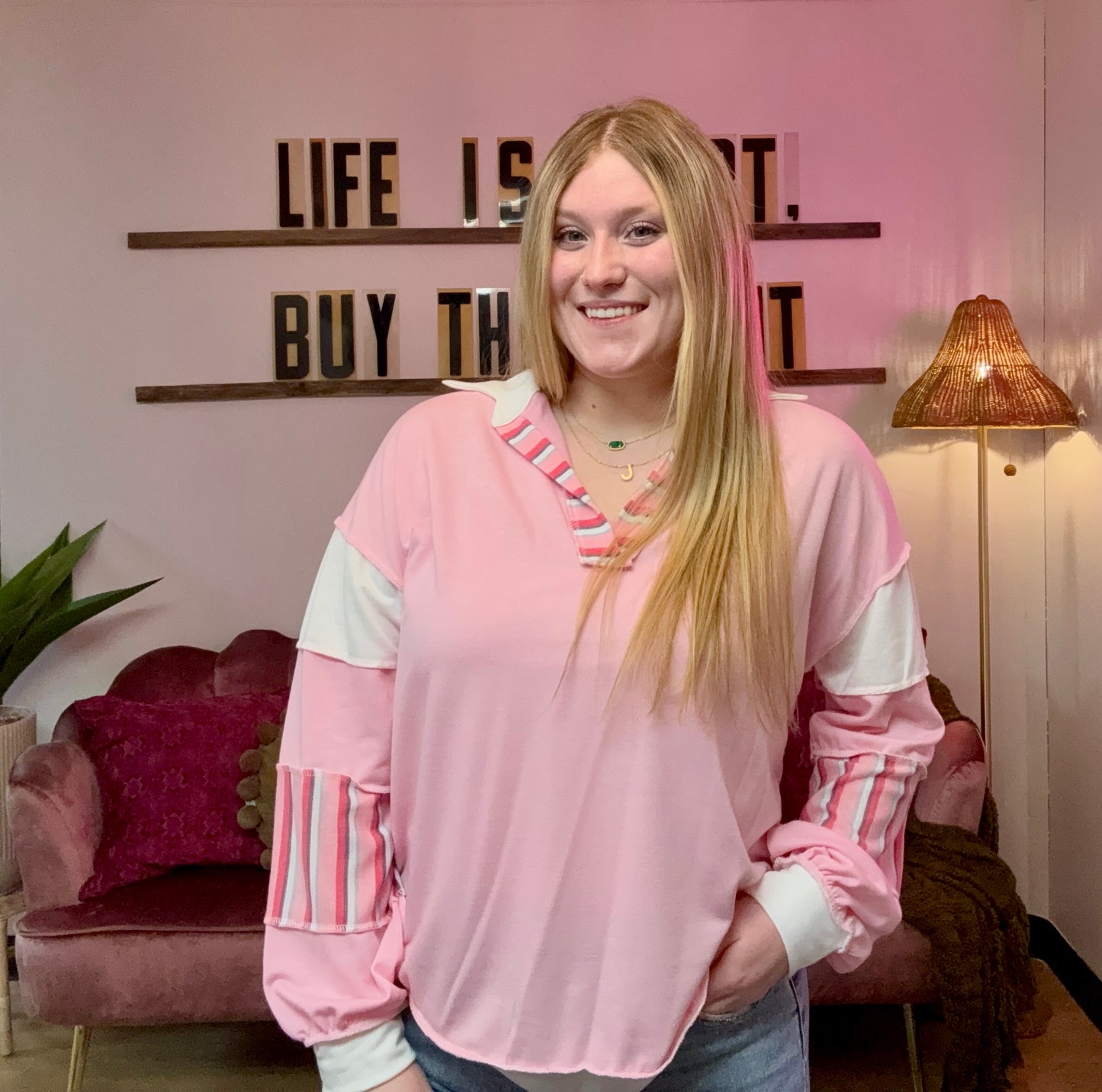 Helena Pink Stripe Long Sleeve