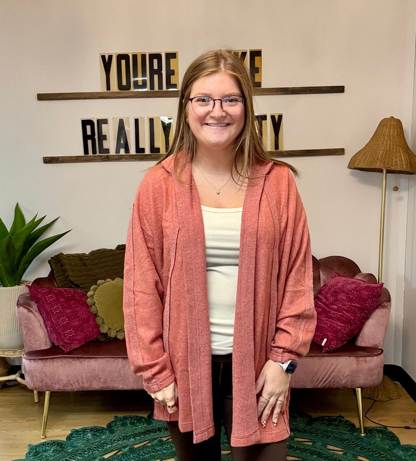 Dolman Sleeve Cardigan - Rose