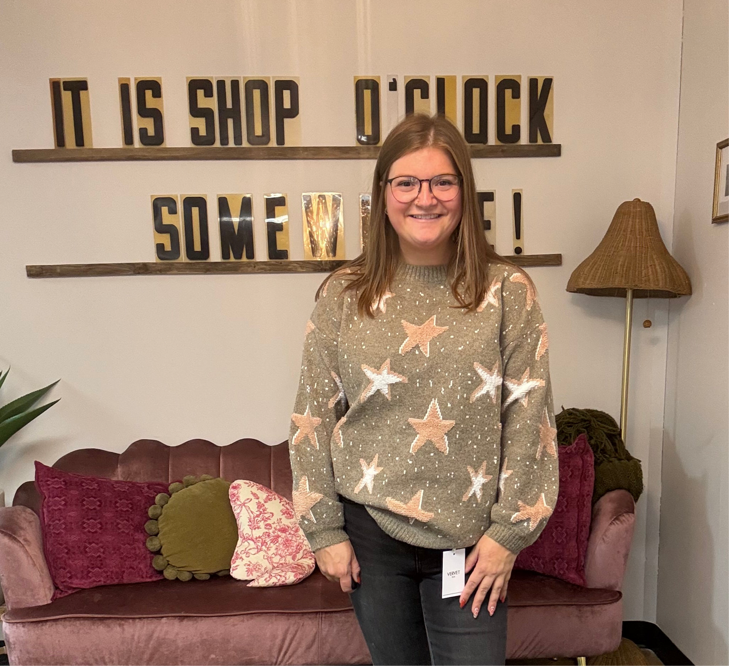Star Crewneck Sweater - Mocha