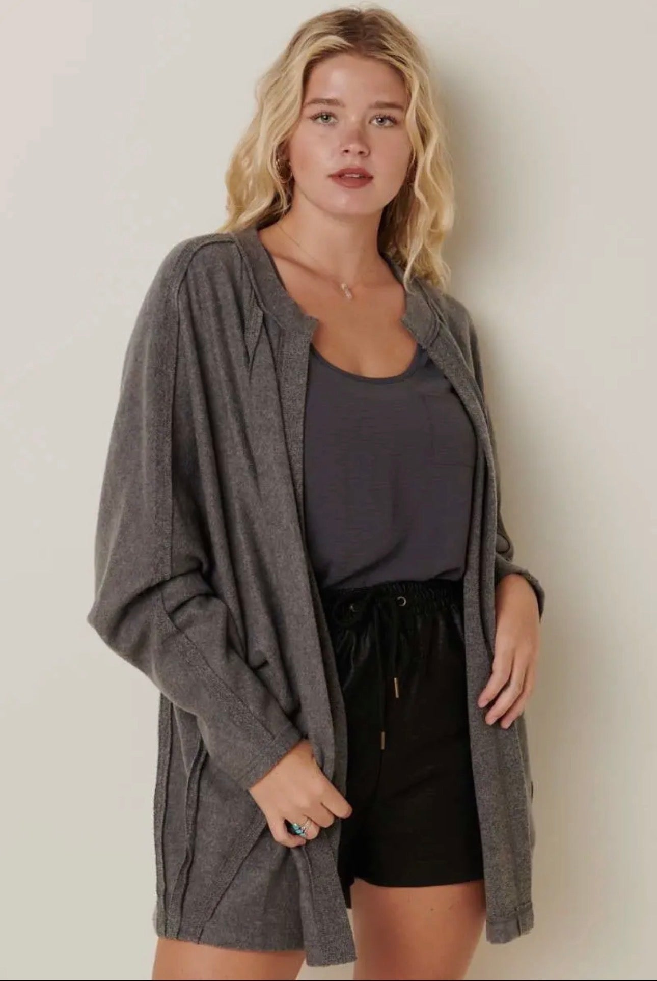 Dolman Sleeve Cardigan - Charcoal