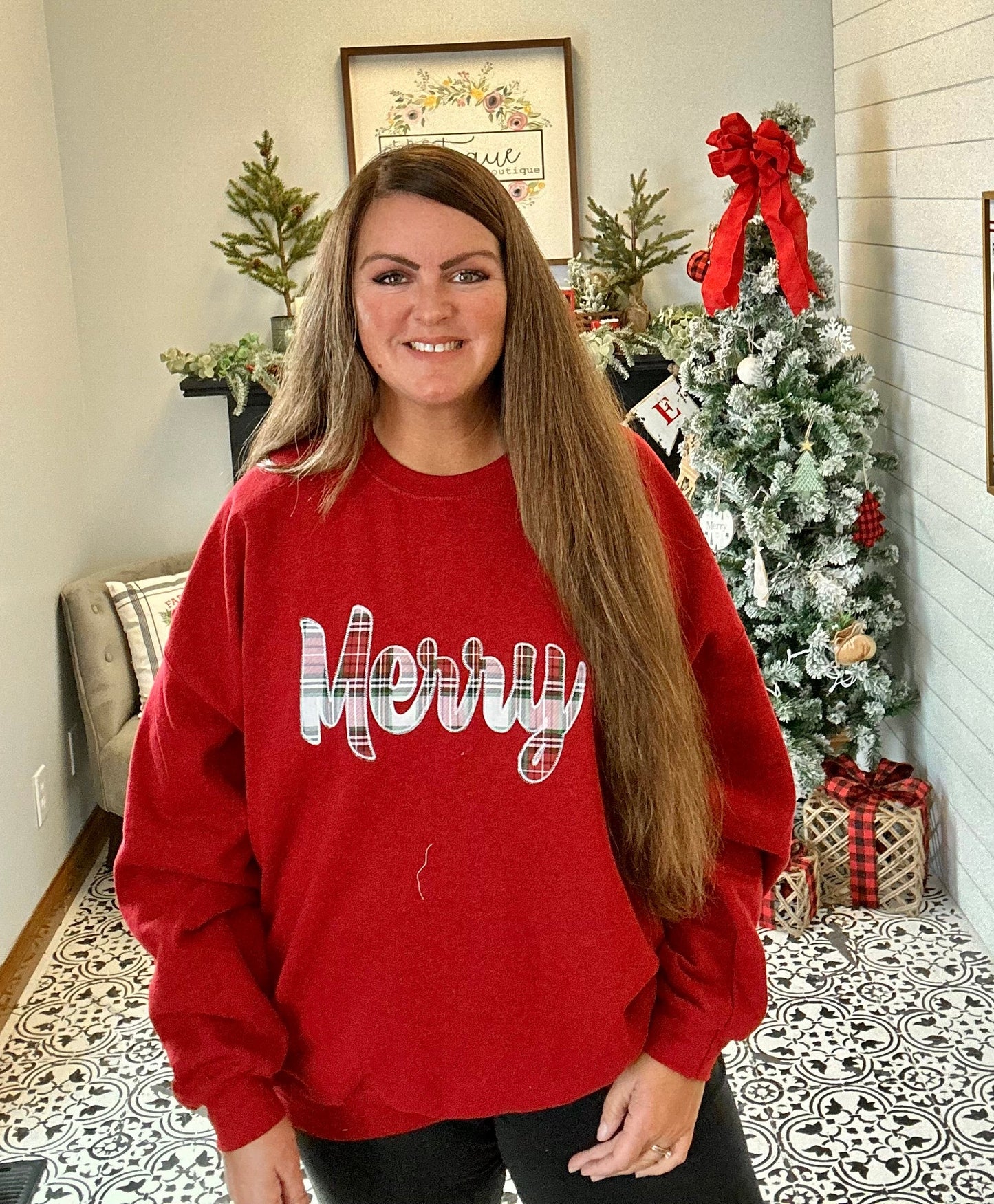 Plaid Merry Crewneck