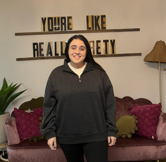 Tandy Acid Wash 1/4 Zip Sweatshirt - Black