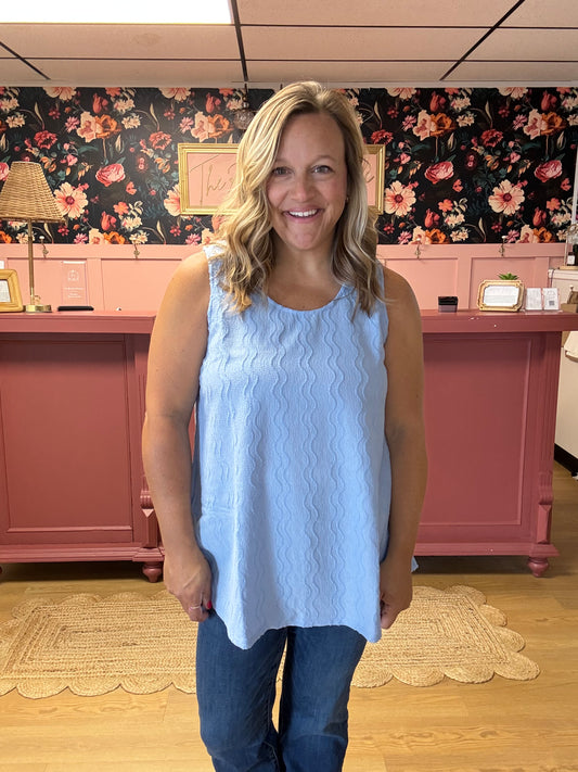 Textured Tank - Sky Blue