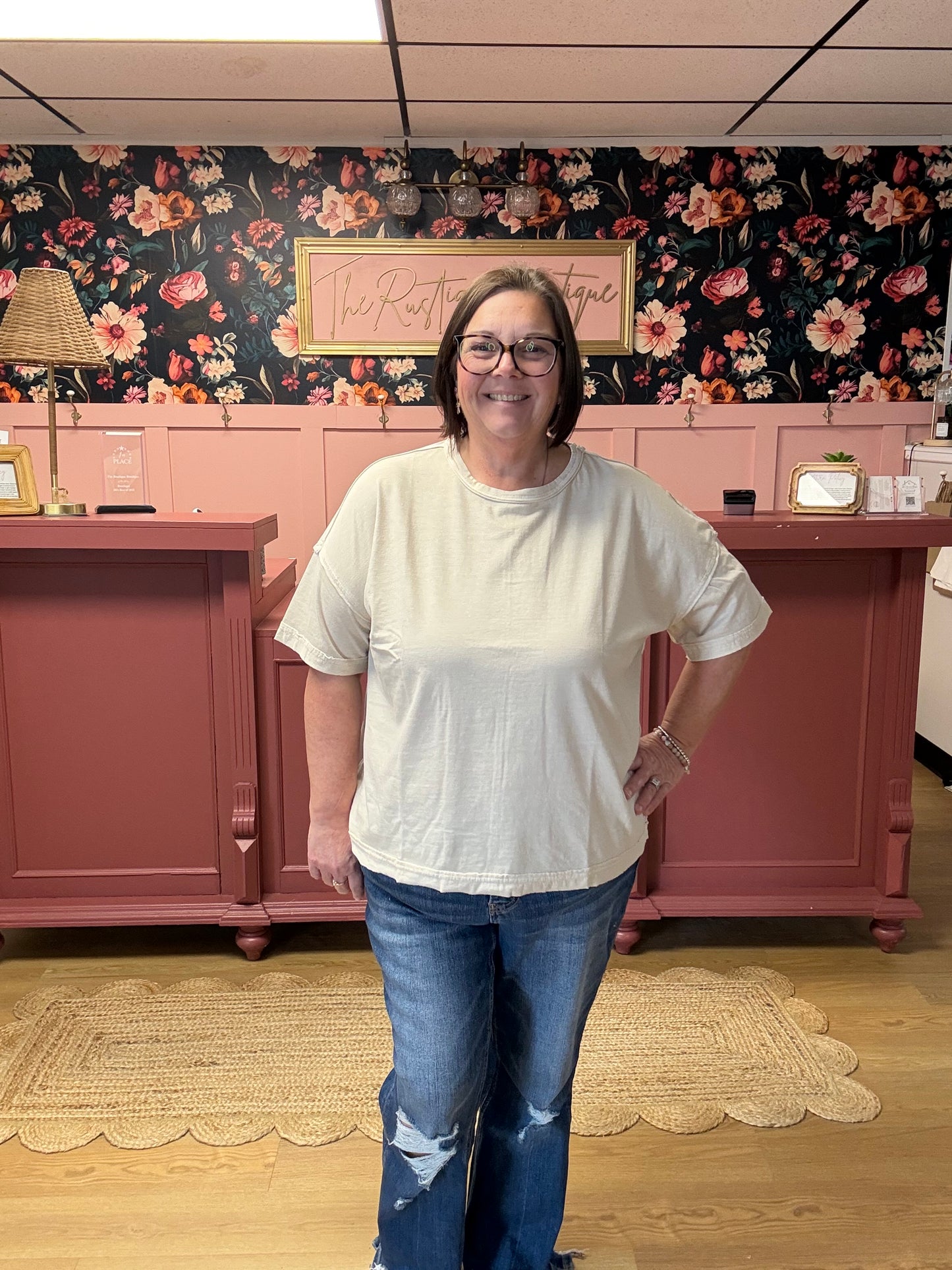 Raw-Hem Relaxes Tee - Khaki