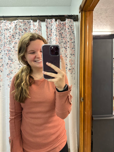 Jackie Waffle Knit Long Sleeve w/Buttons