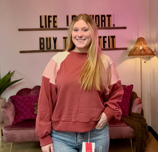 Rosie Colorblock Lightweight Crewneck