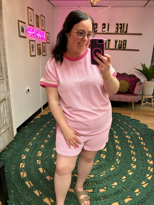 Morgan Pink and White Short Set