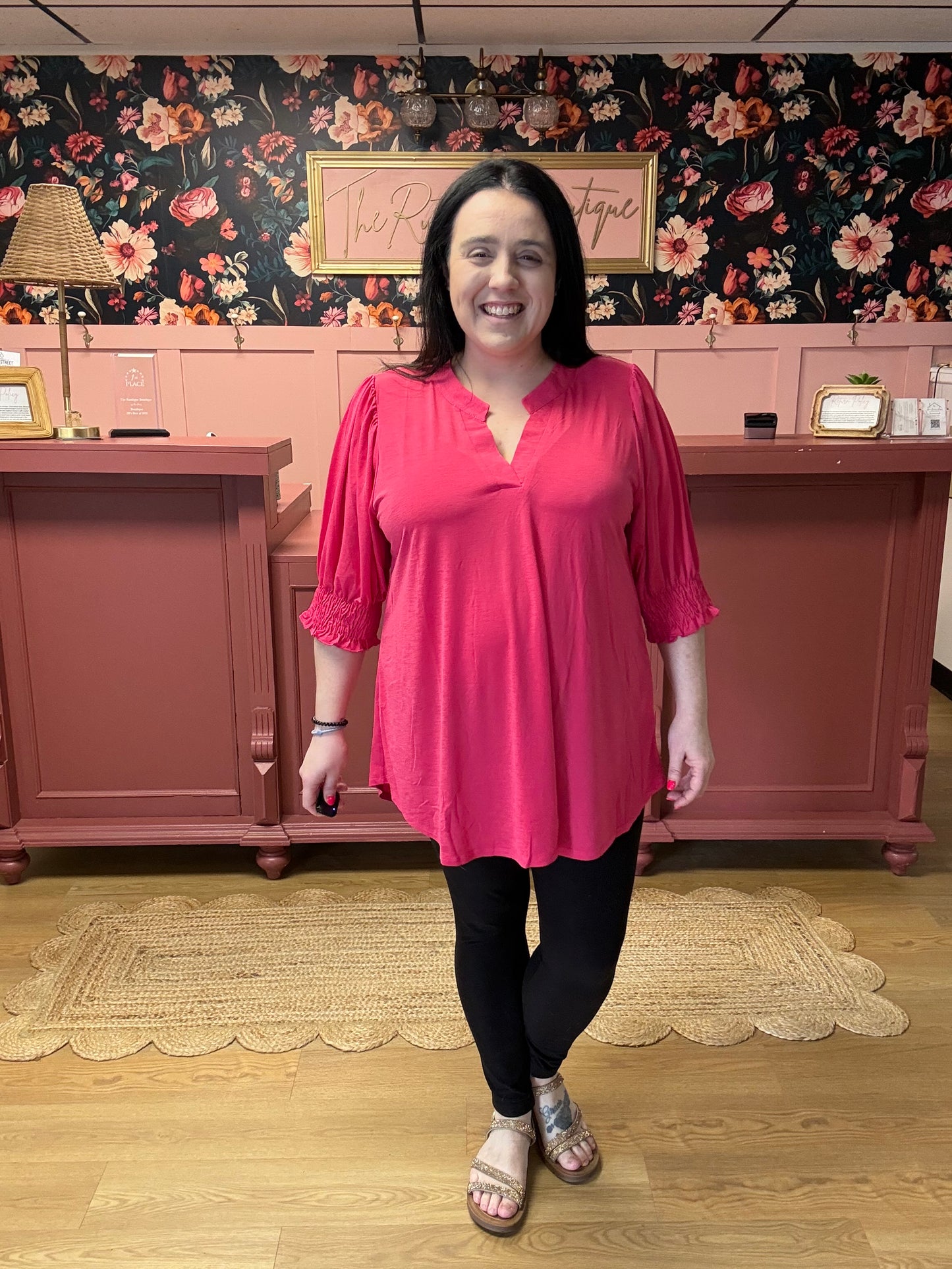 V-Neck Blouse - Fuchsia