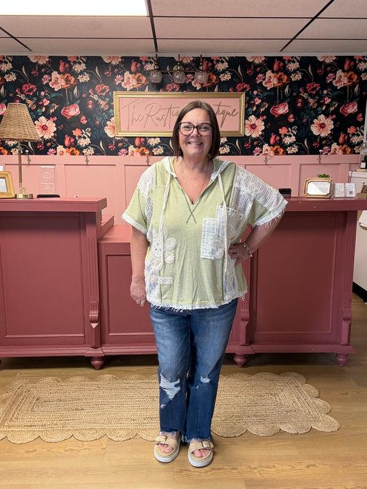 Crochet Patchwork Top - Sage